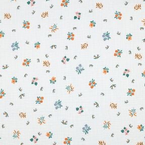Tissu double gaze de coton Petite fleur | Poppy Fabrics – ivoire/orange pêche, 
