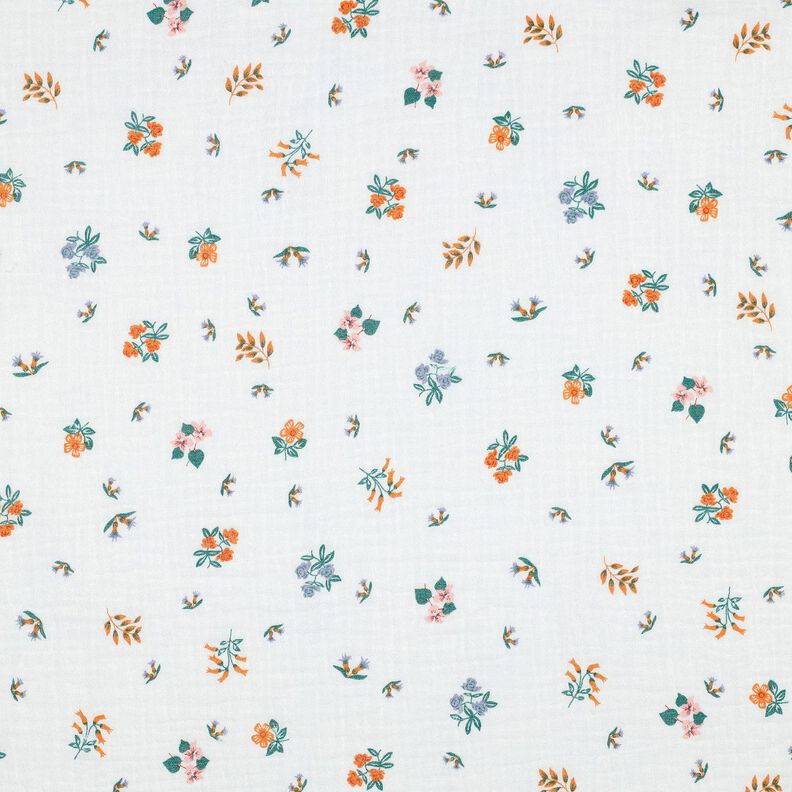 Tissu double gaze de coton Petite fleur | Poppy Fabrics – ivoire/orange pêche, image number 1
