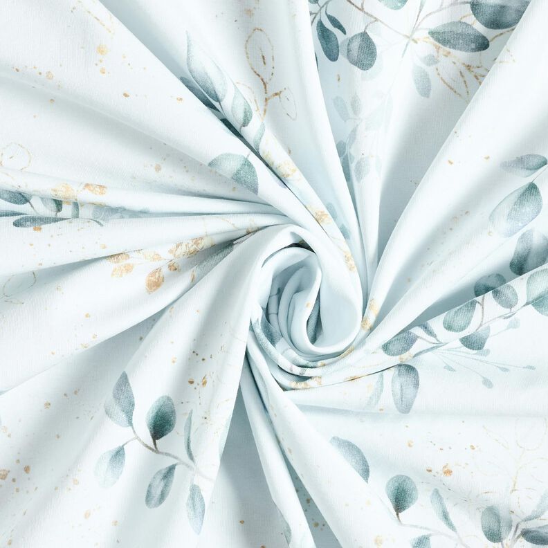 Jersey coton Eucalyptus | Glitzerpüppi – blanc/bleu pigeon,  image number 3