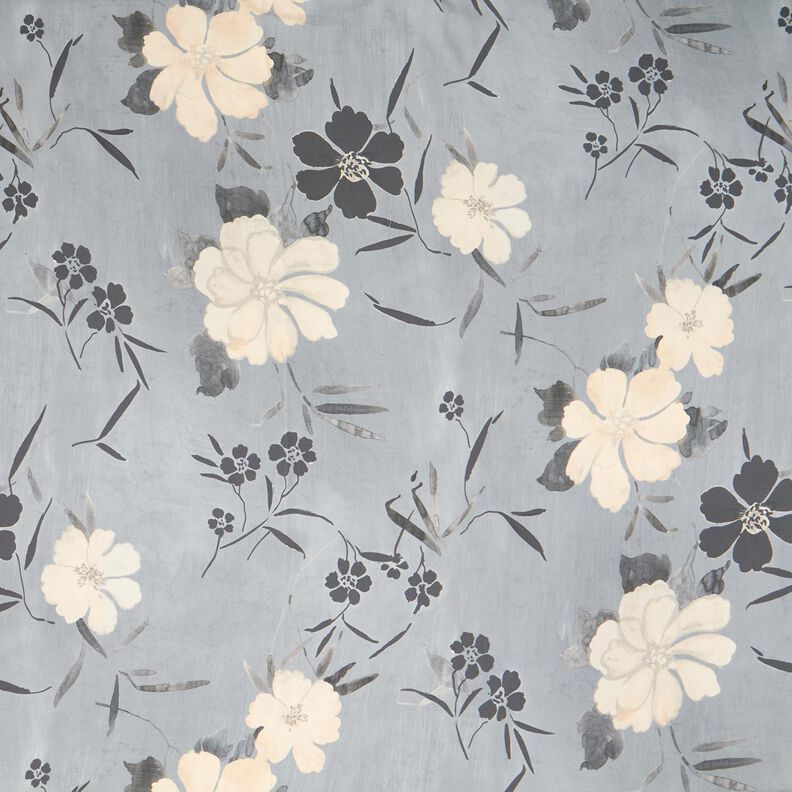 Tissu en viscose Fleurs aquarelle – gris,  image number 1