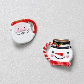 Bouton à queue Bonhomme de neige [25 mm] – blanc/rouge, 