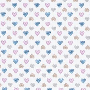 Tissu en coton Popeline Cœurs doux – blanc/violet pastel, 