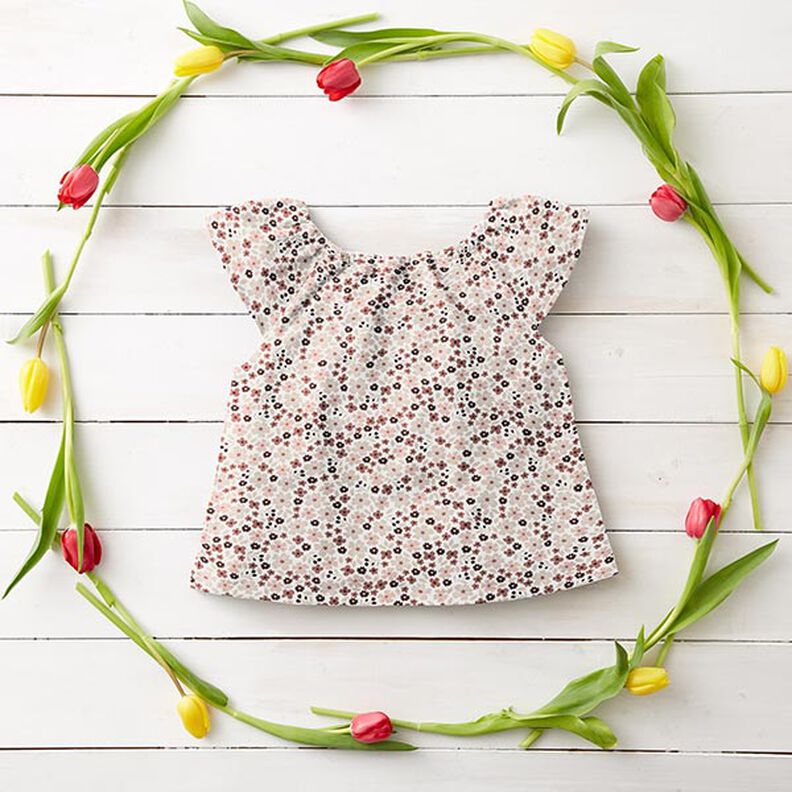 Jersey coton Jolies petites fleurs – écru, image number 6