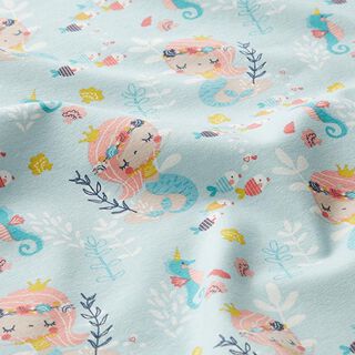 Jersey coton Sirène – bleu bébé/rose, 