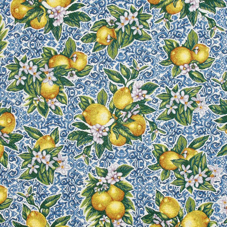 Tissu de décoration Gobelin fleur de citronnier – bleu/vert,  image number 1