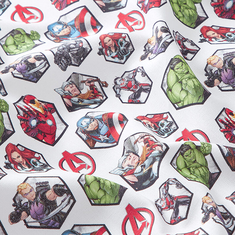 Cretonne Tissu sous licence Mosaïque de motifs Avengers | Marvel – blanc,  image number 2