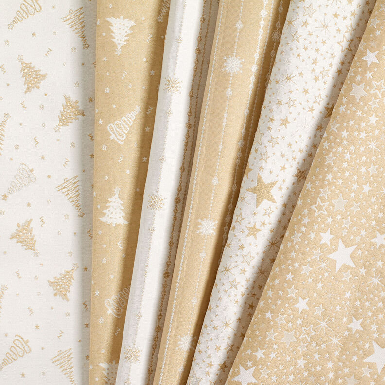 Tissu de décoration Jacquard Lurex Mer d'étoiles – beige clair/or, image number 5