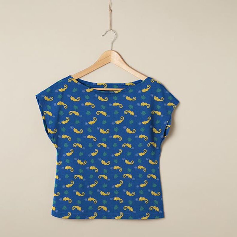 Jersey coton Caméléon – bleu jean/vert tilleul,  image number 7
