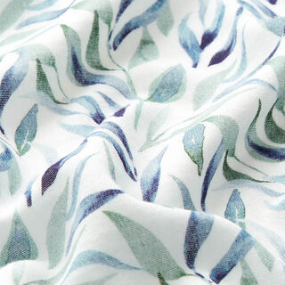 Tissu double gaze de coton Feuilles aquarelle Impression numérique – écru, 