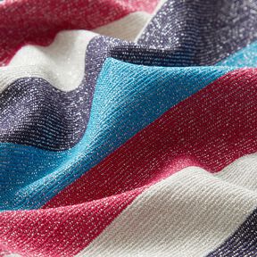 Jersey pailleté Rayures – rose intense/bleu marine, 