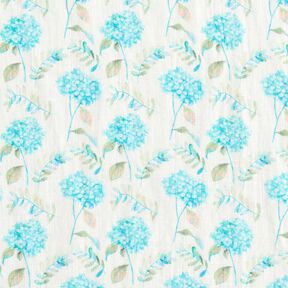 Lin mélangé Hortensias délicats – ivoire/turquoise clair, 