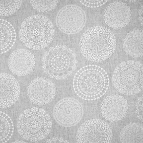 Tissu de décoration Canvas Cercles mandala – gris | Reste 60cm, 