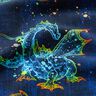 Jersey coton Dragon arc-en-ciel aspect denim | Glitzerpüppi – bleu noir/indigo,  thumbnail number 2