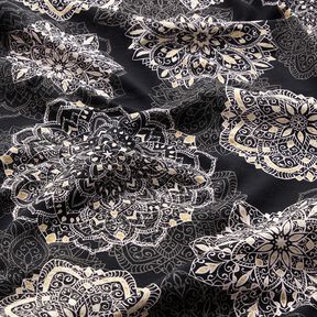 Jersey coton Mandalas | Glitzerpüppi – noir/argent, 