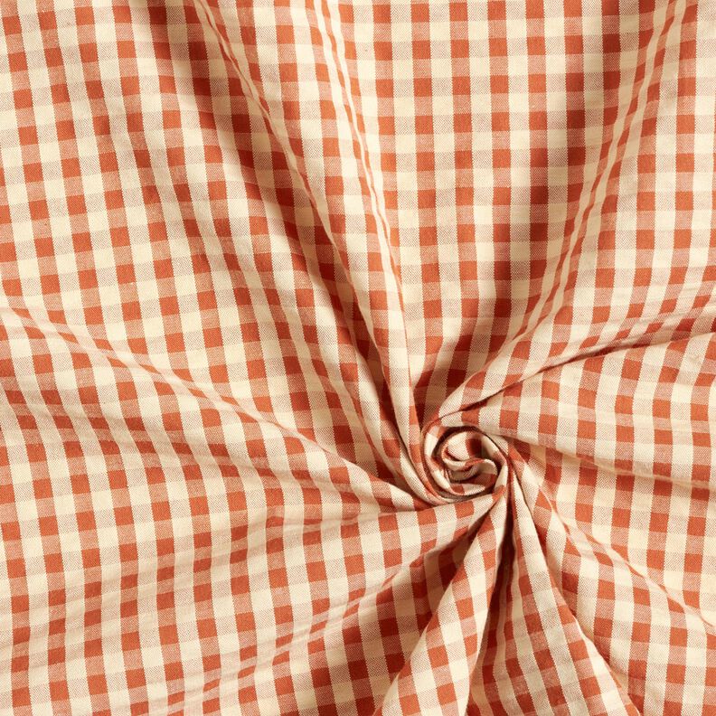 Seersucker Coton carreaux tissés – terre cuite/beige clair,  image number 3