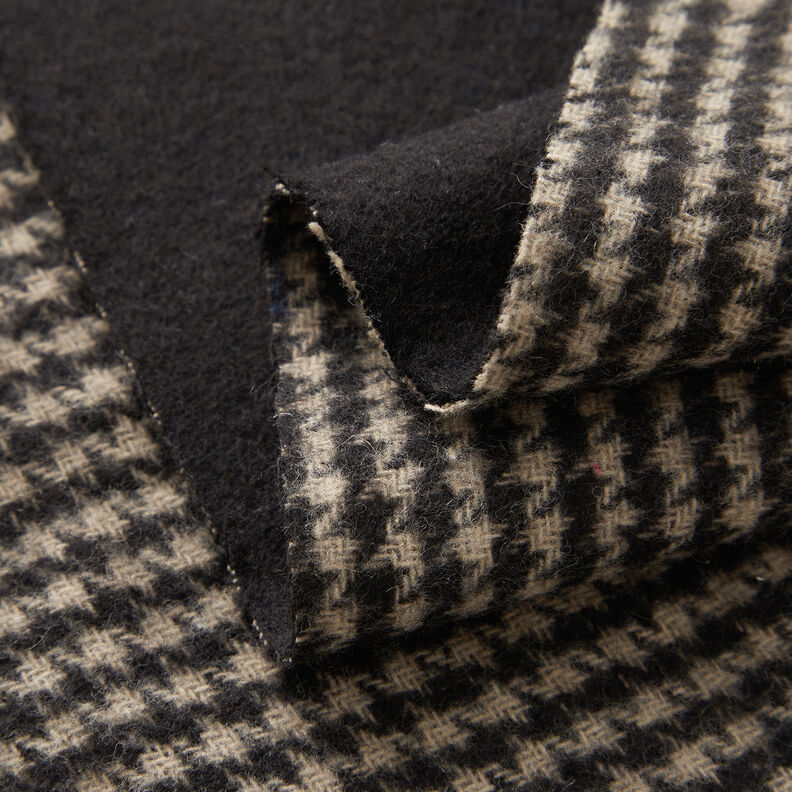 Tissu pour manteau double face Pied de poule/uni – gris clair/noir,  image number 2