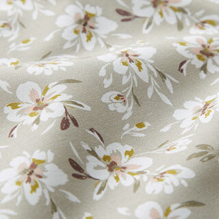 Tissu en popeline de coton fleurs peintes – roseau | Reste 100cm, 