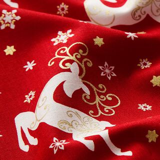 Popeline de coton rennes bondissants – rouge, 