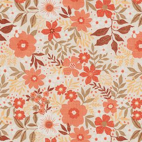 Tissu de décoration Semi-panama splendeur florale – corail/nature, 
