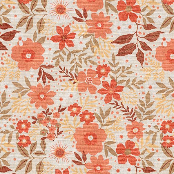 Tissu de décoration Semi-panama splendeur florale – corail/nature,  image number 1