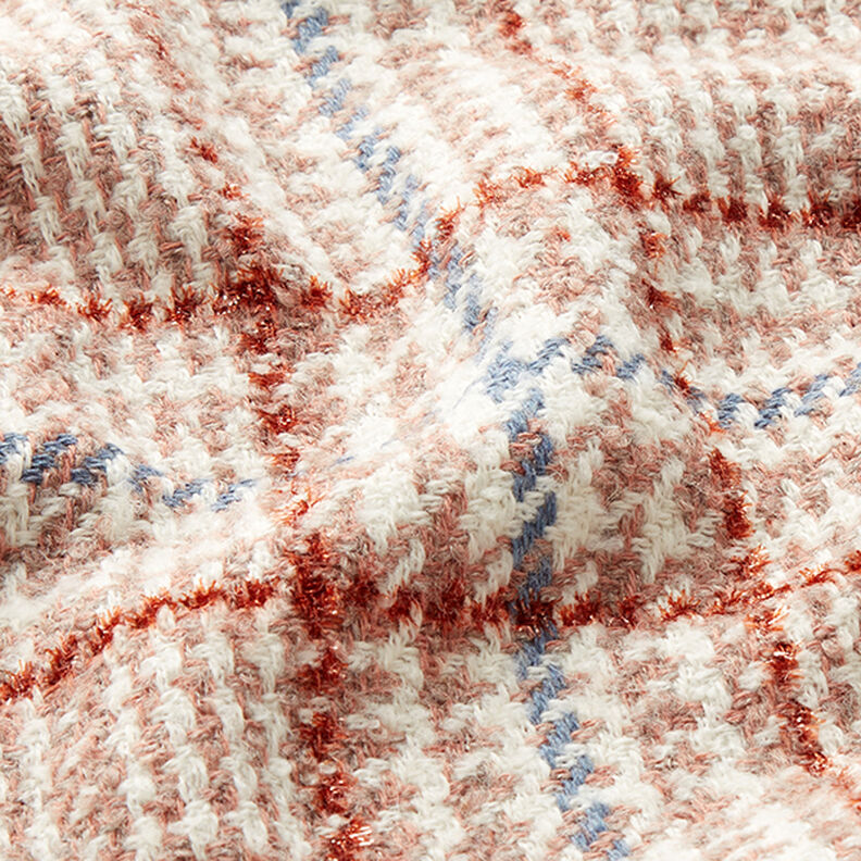 Tissu pour manteau Carreaux & pied-de-poule – blanc/vieux rose,  image number 2