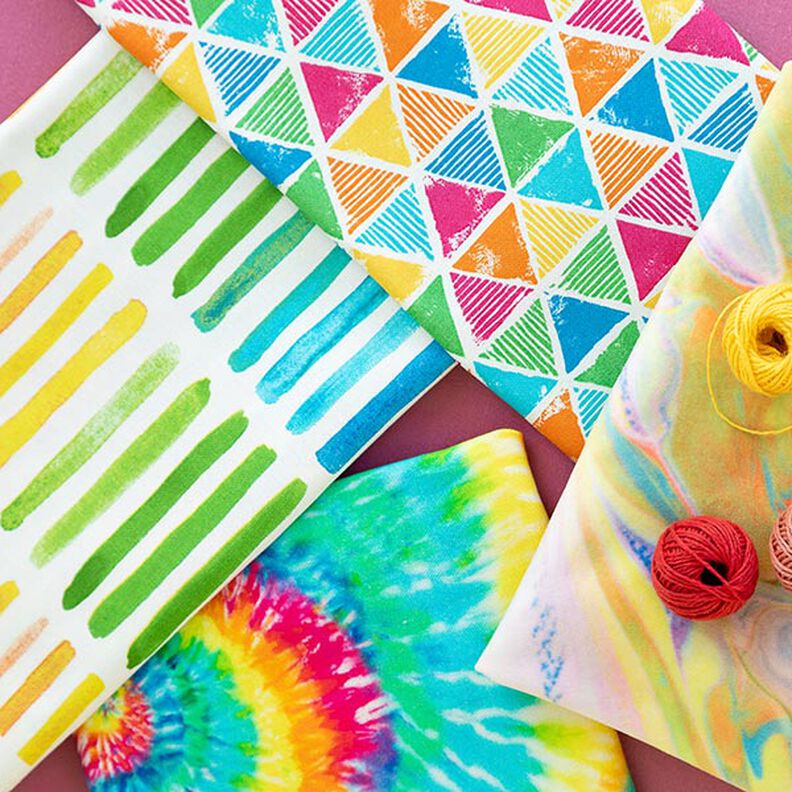 Tissu de décoration Semi-panama rayures arc-en-ciel – blanc, image number 5