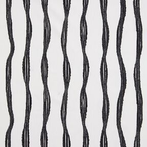 Tissu de décoration Semi-panama Rayures ondulées – noir/ivoire, 