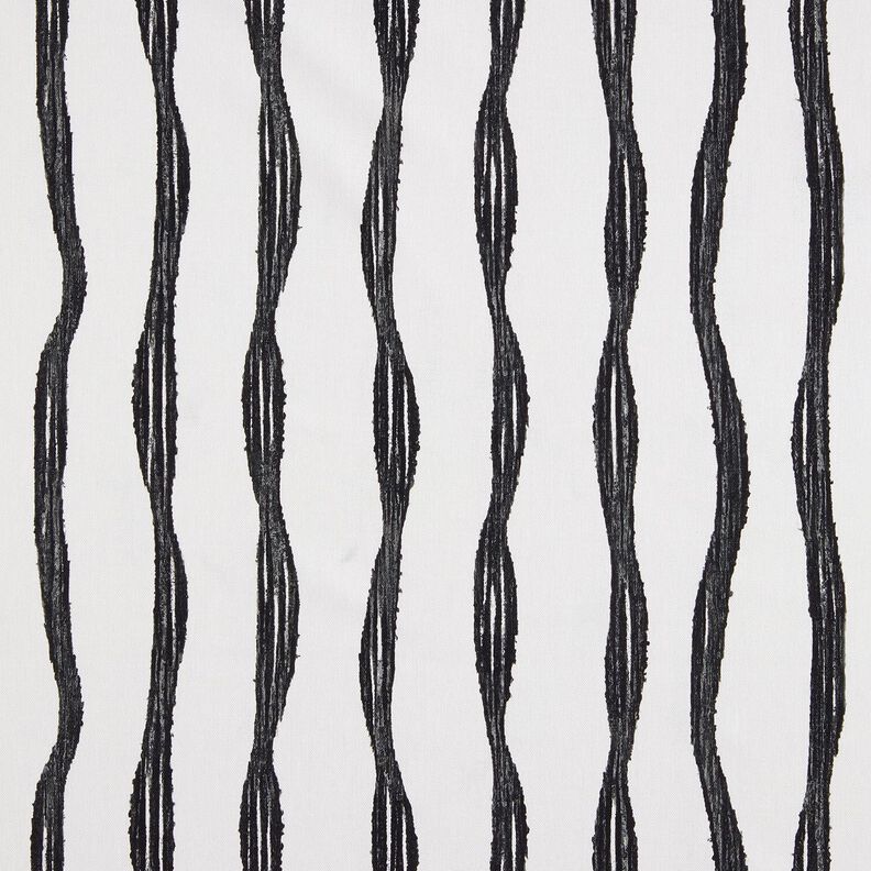 Tissu de décoration Semi-panama Rayures ondulées – noir/ivoire, image number 1