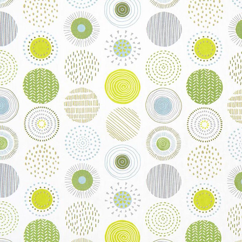 Tissu de décoration Semi-panama cercles peints – vert pomme/blanc,  image number 1