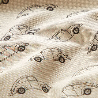Tissu de décoration Semi-panama coccinelle mini VW – nature/noir, 