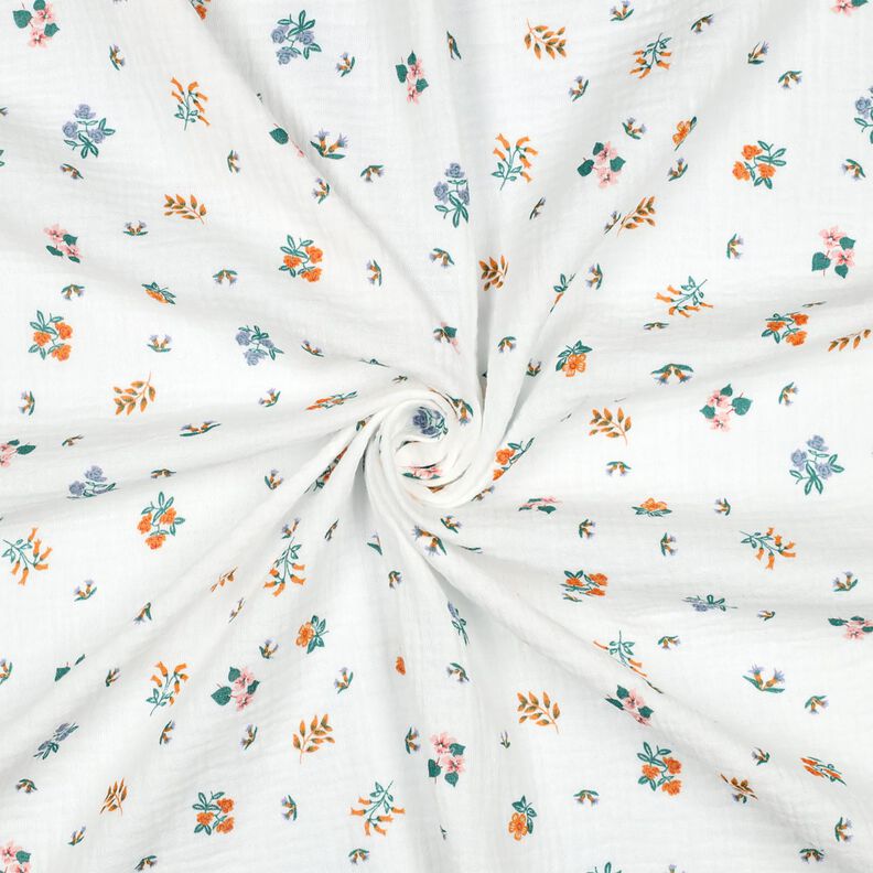 Tissu double gaze de coton Petite fleur | Poppy Fabrics – ivoire/orange pêche, image number 3