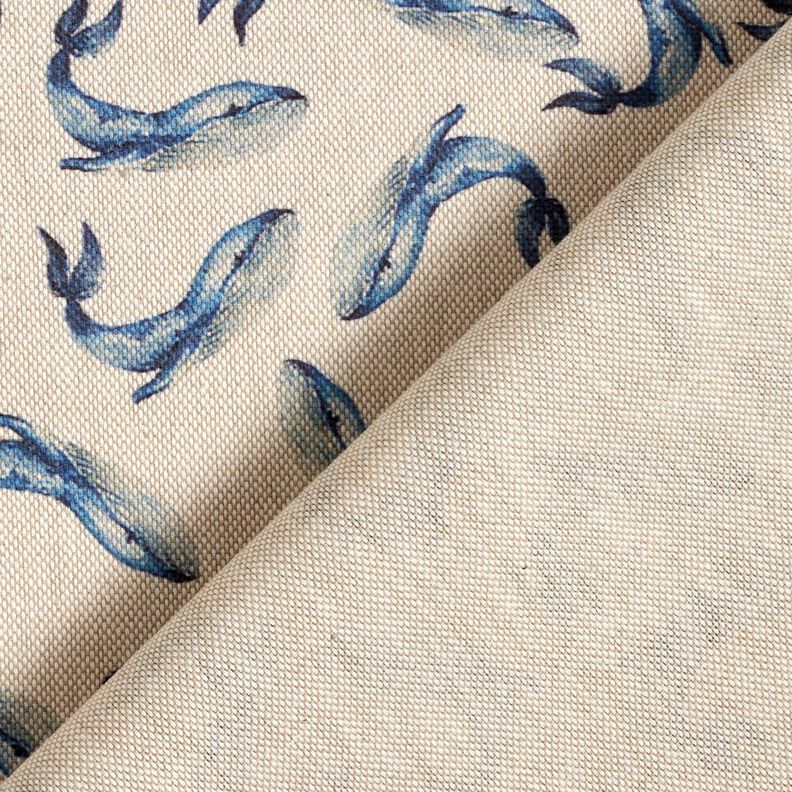 Tissu de d&eacute;coration Semi-panama Baleine &ndash; indigo/nature,  image number 4