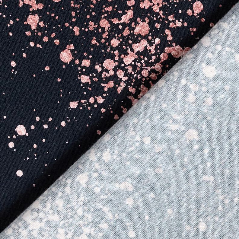 Jersey coton Mouchetures dorées | Glitzerpüppi – bleu noir/vieux rose foncé,  image number 4