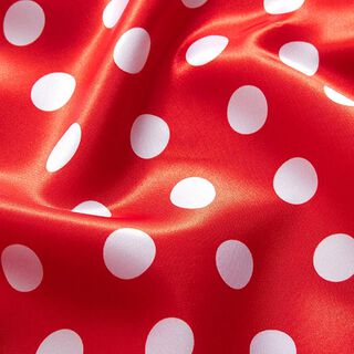 Satin de polyester gros pois – rouge/blanc, 