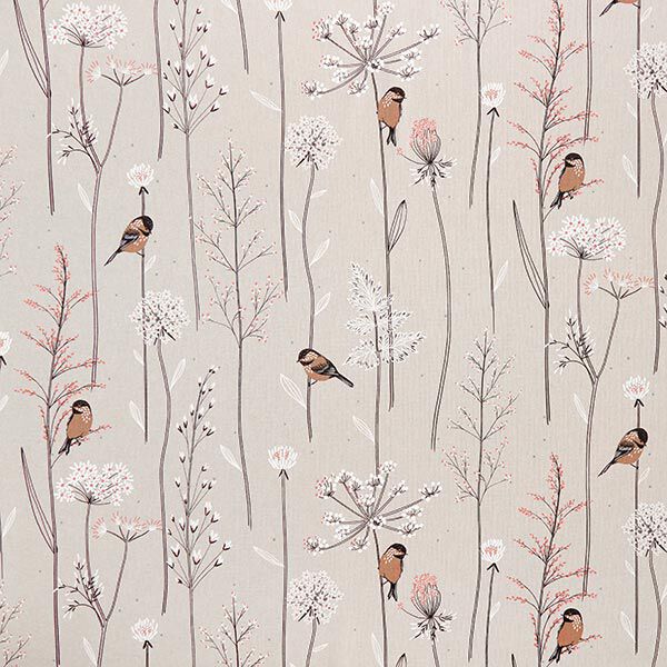 Tissu de décoration Semi-panama Oiseaux et branches – nature,  image number 1