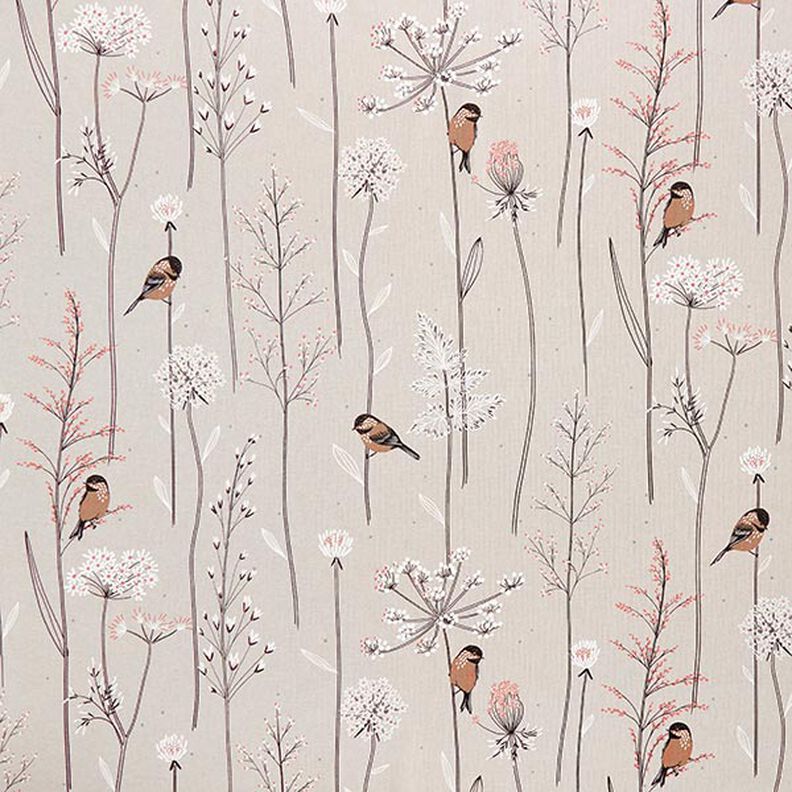 Tissu de décoration Semi-panama Oiseaux et branches – nature, image number 1