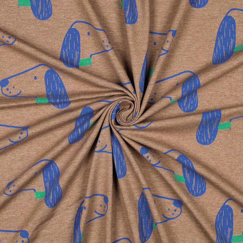 Jersey coton Chiens | Poppy Fabrics – marron clair/bleu roi,  image number 3