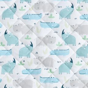 Tissu matelassé Hippopotame et rhinocéros – écru, 