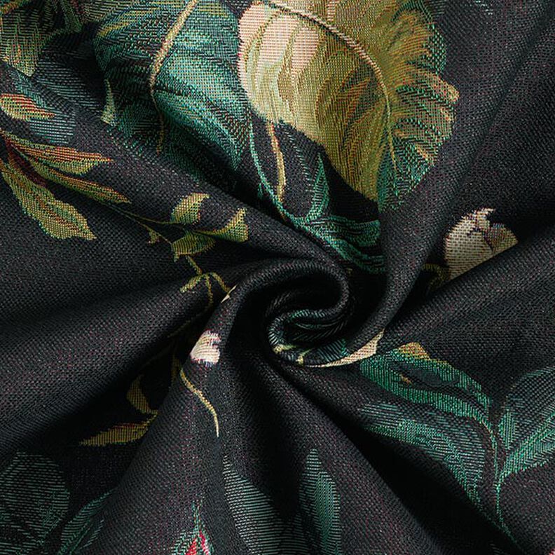 Tissu de décoration Gobelin Bouquet de fleurs – noir/carmin,  image number 3