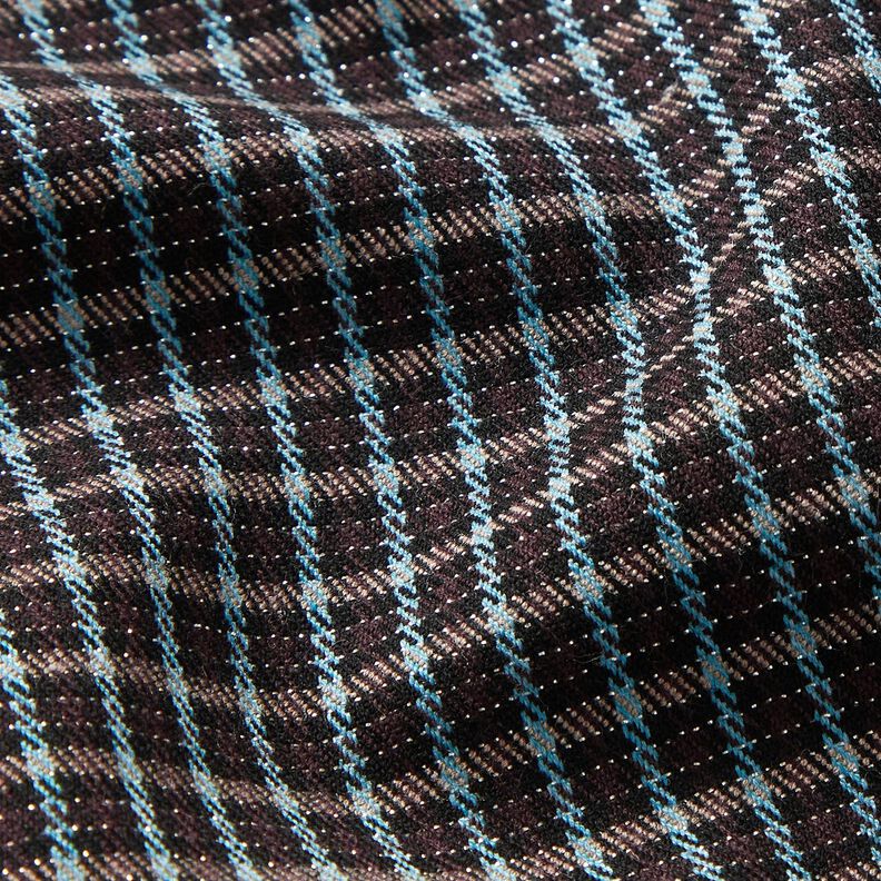 Mélange viscose Carreaux à paillettes – turquoise/marron noir,  image number 2