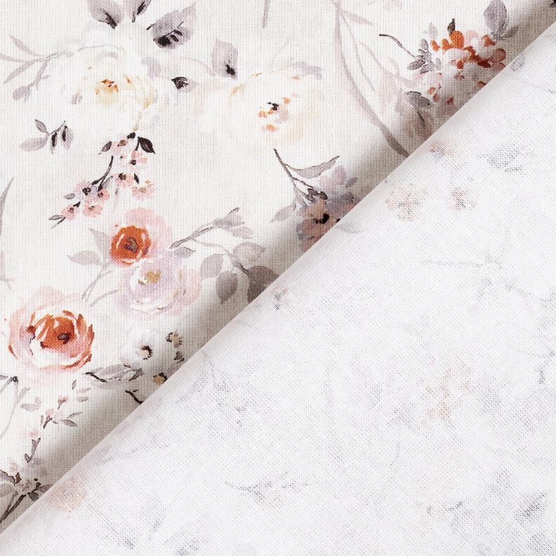Tissu en coton Popeline branches de fleurs discrètes – argent/beige clair, image number 4