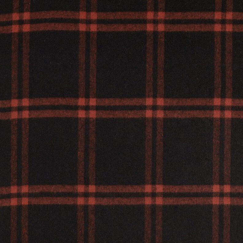Tissu pour manteau en laine mélangée à carreaux tartan – terre cuite/noir,  image number 1