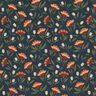 Tissu en coton Popeline fleurs en filigrane – bleu noir/terre cuite,  thumbnail number 1