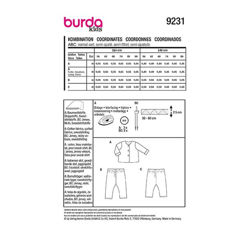 Combinaison | Burda 9231 | 56-86,  image number 9
