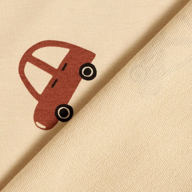 French Terry Sweat d&rsquo;&eacute;t&eacute; grandes voitures r&eacute;tro &ndash; cr&egrave;me,  image number 4