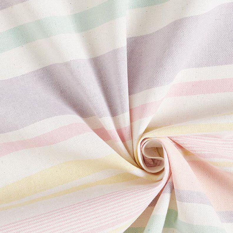 Tissu de décoration Semi-panama Mélange de rayures multicolores recyclé – lilas pastel,  image number 3