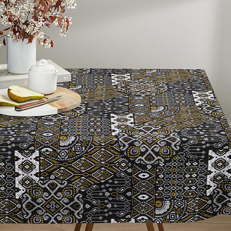 Tissu de décoration Semi-panama Ethnique moderne – noir,  image number 6