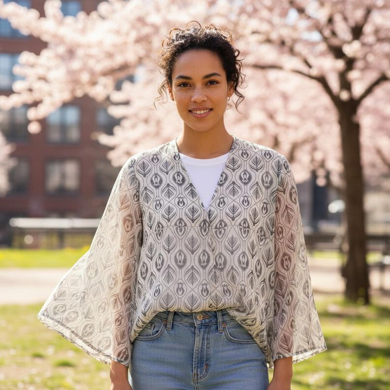 Chiffon motif art d&eacute;co &ndash; noir/blanc,  image number 6