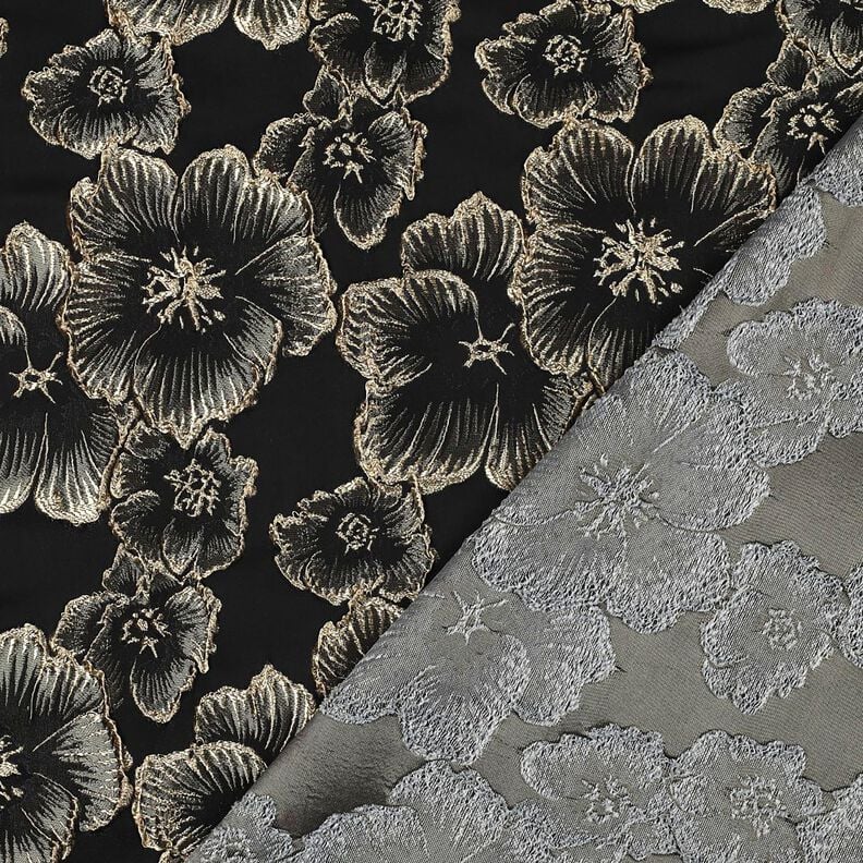 Jacquard Fleurs à effet 3D – noir/amande,  image number 4