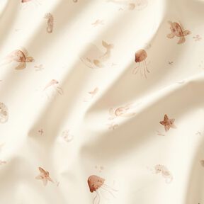 Tissu pour veste de pluie Monde sous-marin délicat Impression numérique – crème, 
